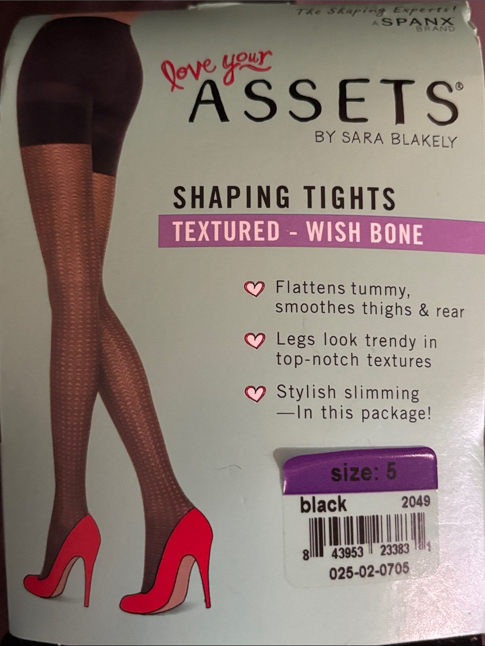 Love Your Assets by Sara Blakely Textured Wish Bone Shaping Tights - Black